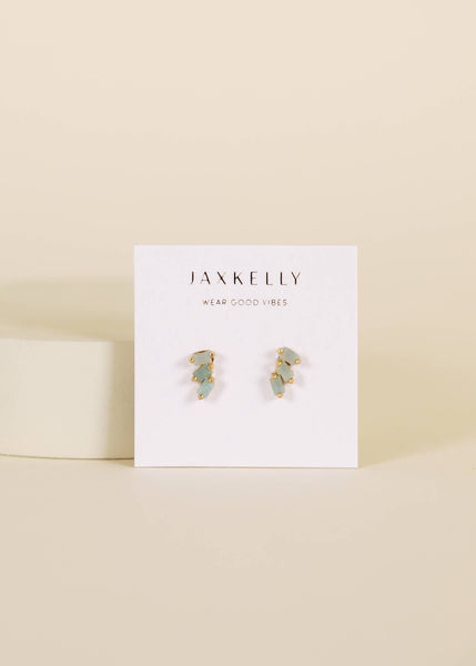 JaxKelly Offset Trio - Amazonite Earrings