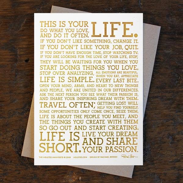 Holstee Gold Foil Manifesto Print