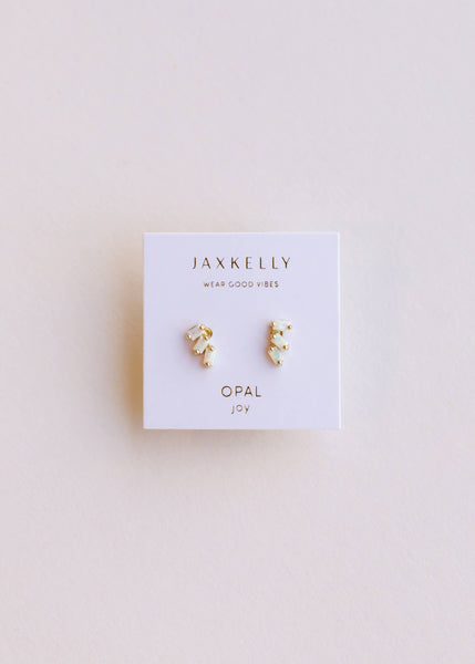 JaxKelly Offset Trio White Opal  Earrings