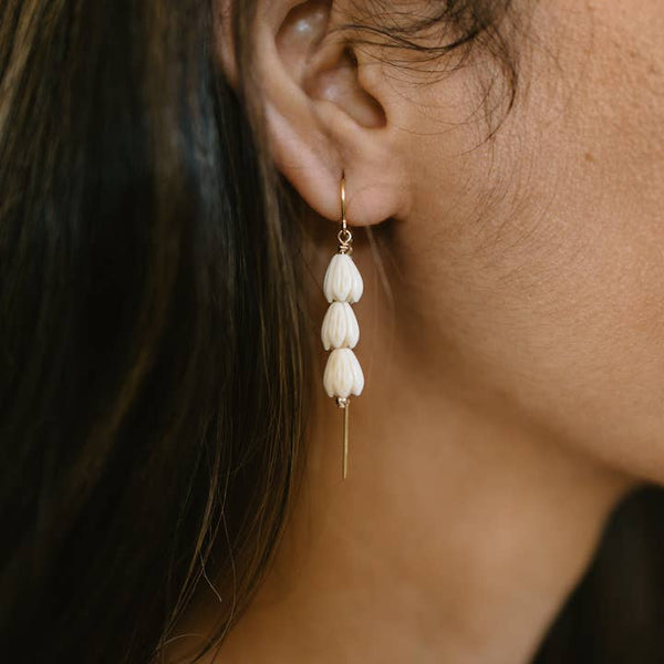 Mira Pikake Triple Earrings