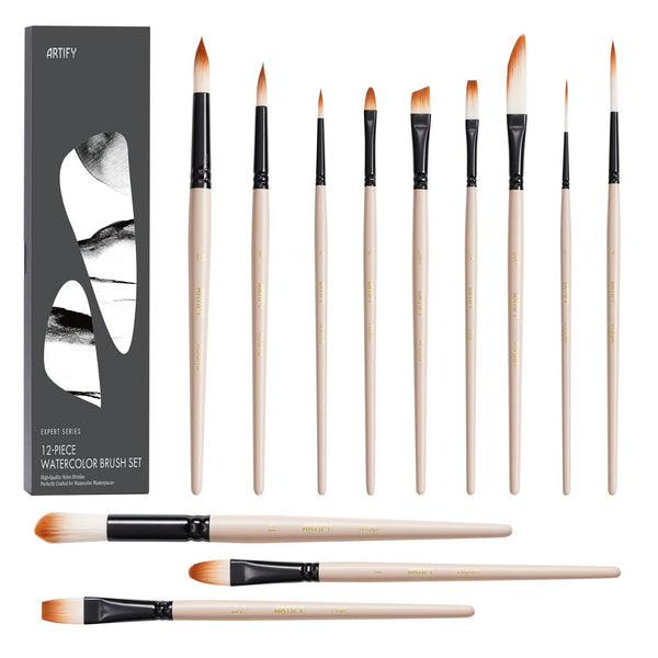 12 Pcs Professional Watercolor Paint Brush Set