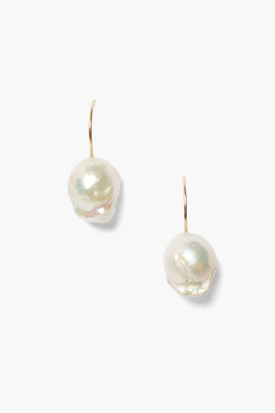 14K White Baroque Pearl Earrings