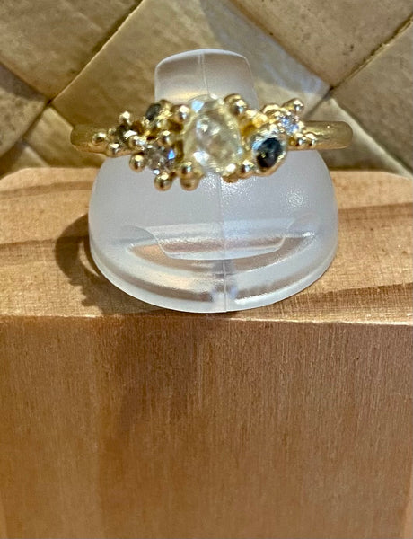 Raw Diamond Cluster Ring
