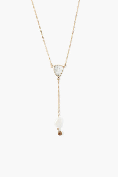 14K Sloane Lariat Necklace White Pearl Mix