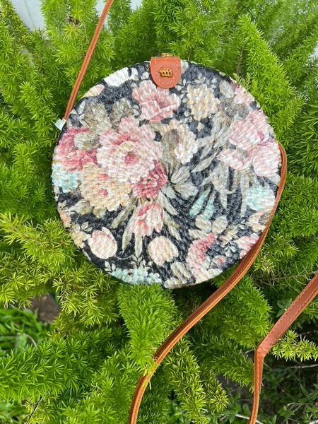 Hand Painted Woven Round Bag