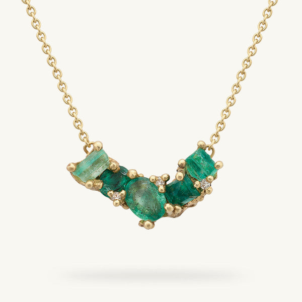 Emerald Cluster Bar Necklace