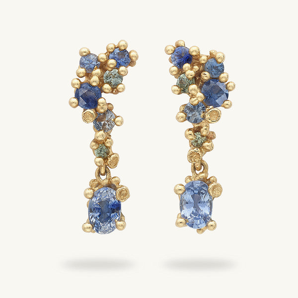 Asymmetric Sapphire Encrusted Drop Earrings