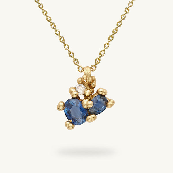 Sapphire Cluster Pendant With Diamonds