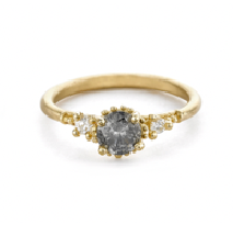 Grey Diamond Beaded Solitare Ring