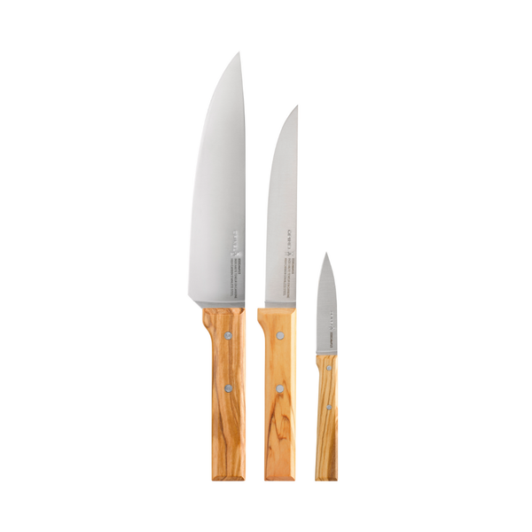Parallèle Trio Chef Knife Set Olive Wood