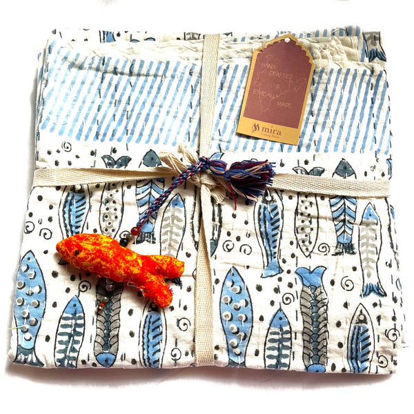 Baby Block Printed Kantha Blanket