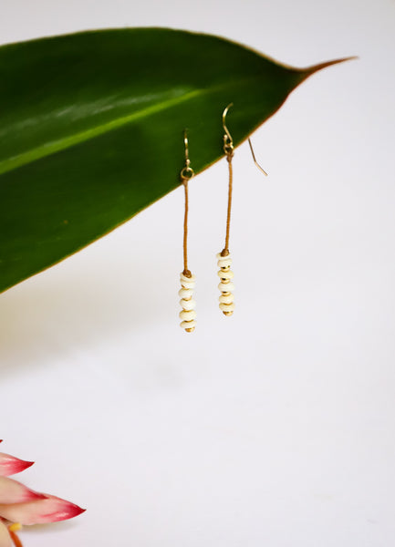 Dreamweave Petite Puka & Gold Drop Earrings