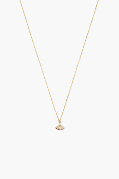 14k Gold Charm Necklace with Diamond Inlay