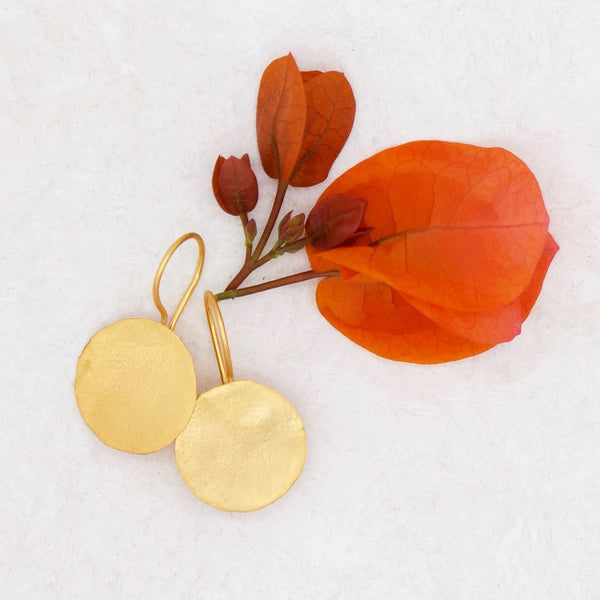 Handcut Golden Coin Earrings