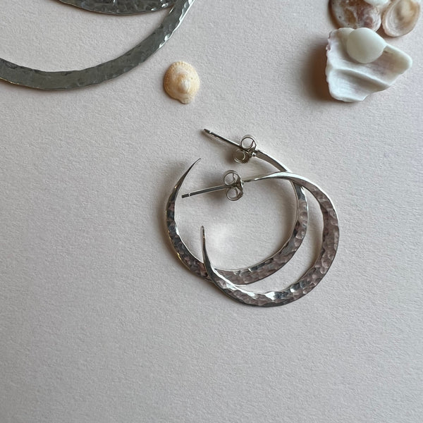 Hammered Silver Hoops